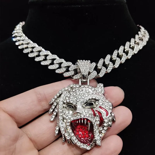 Iced Bling Figure Pendant Necklace