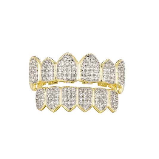 Iced Out Cubic Zirconia Micro Pave Grillz Set